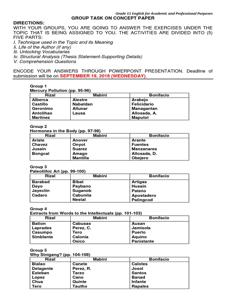 Concept Paper Group Task Guidelines | PDF | Nature