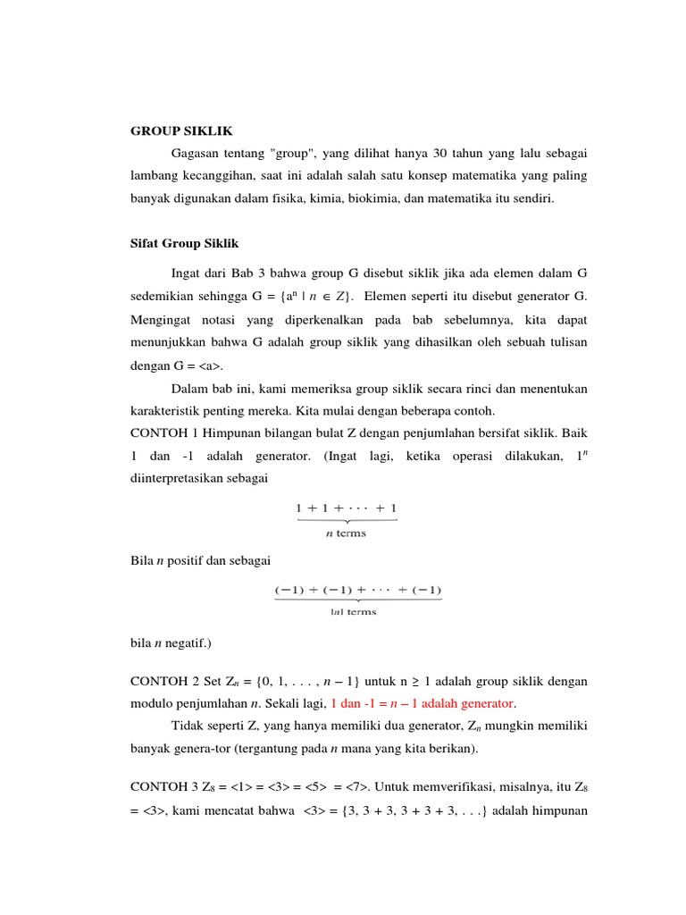 Karakteristik Group Siklik dalam Matematika | PDF