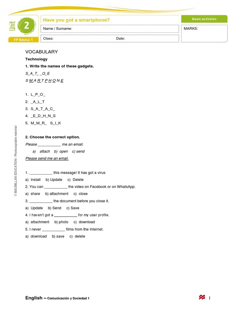 Basic Activities Unit 1 (PDF) 2018 | PDF | Communication | Cyberspace