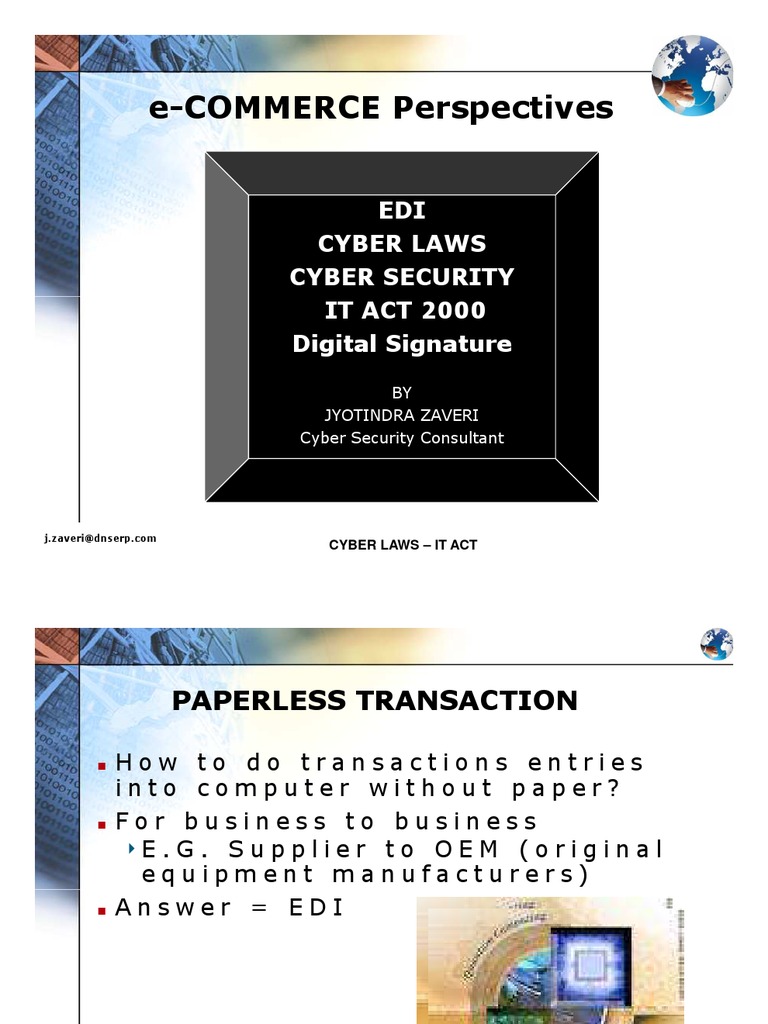 Cyber Laws in E-Commerce Overview | PDF | Electronic Data Interchange ...