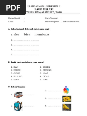 366013489 Soal Uas Paud Melati 2017 2018 Docx