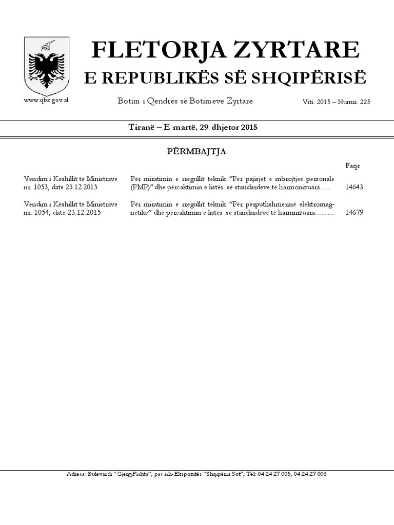 Fletorja Zyrtare E Republikës Së Shqipërisë