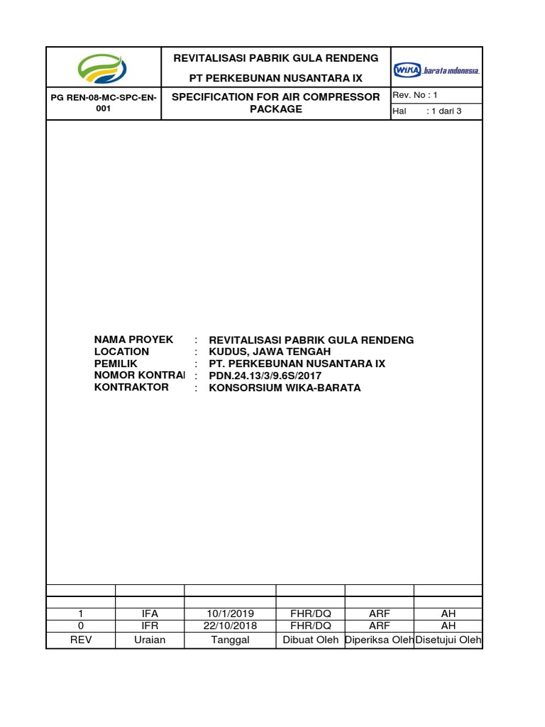 Air Compressor Package Specification | PDF | Building Engineering ...
