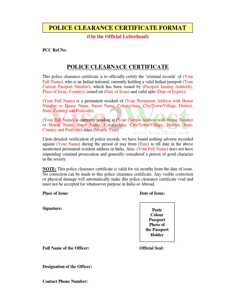 PCC Format | PDF | Passport | Document