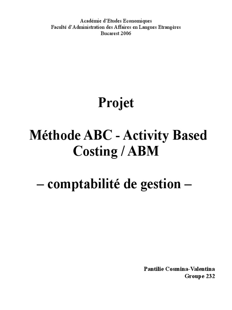 Méthode ABC en Comptabilité Analytique | PDF | Comptabilité analytique ...