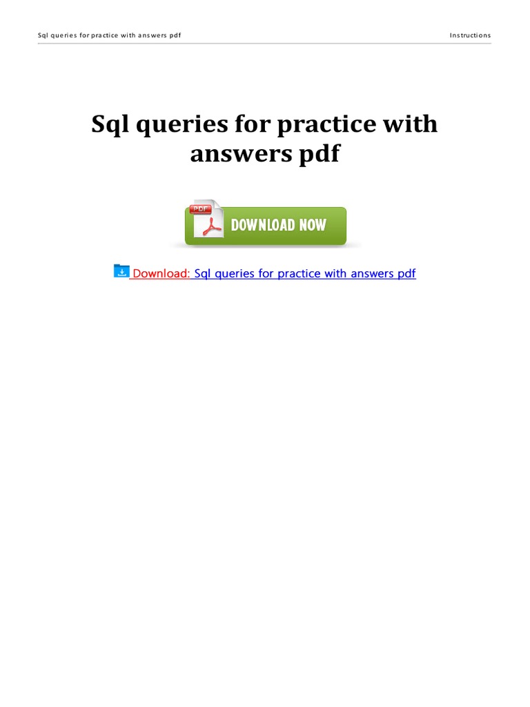 SQL Queries For Practice With Answers PDF | PDF | Sql | Microsoft Sql ...