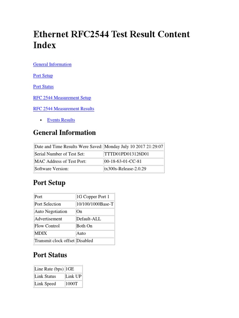 Medicion de RFC2544 | PDF | Units Of Measurement | Telecommunications