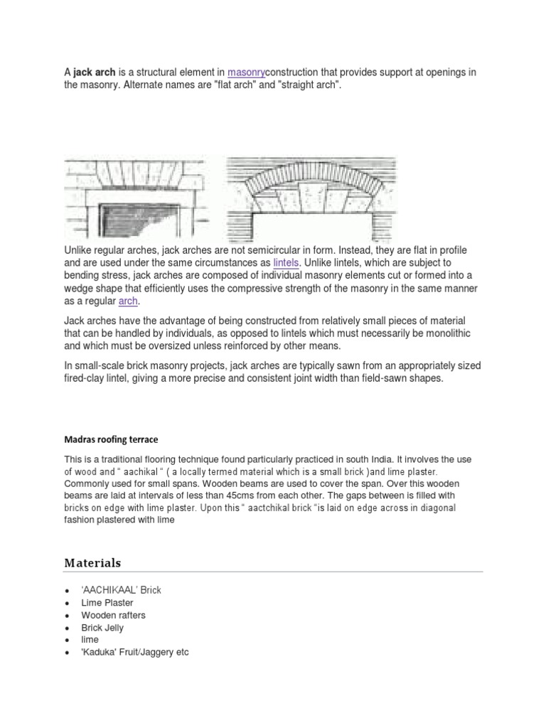Jack Arch and Madras Roofing PDF Masonry Framing (Construction)