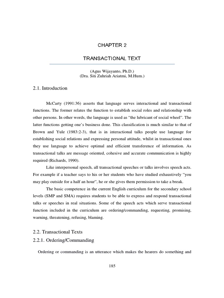 Transactional Text | PDF | Sentence (Linguistics) | Human Communication