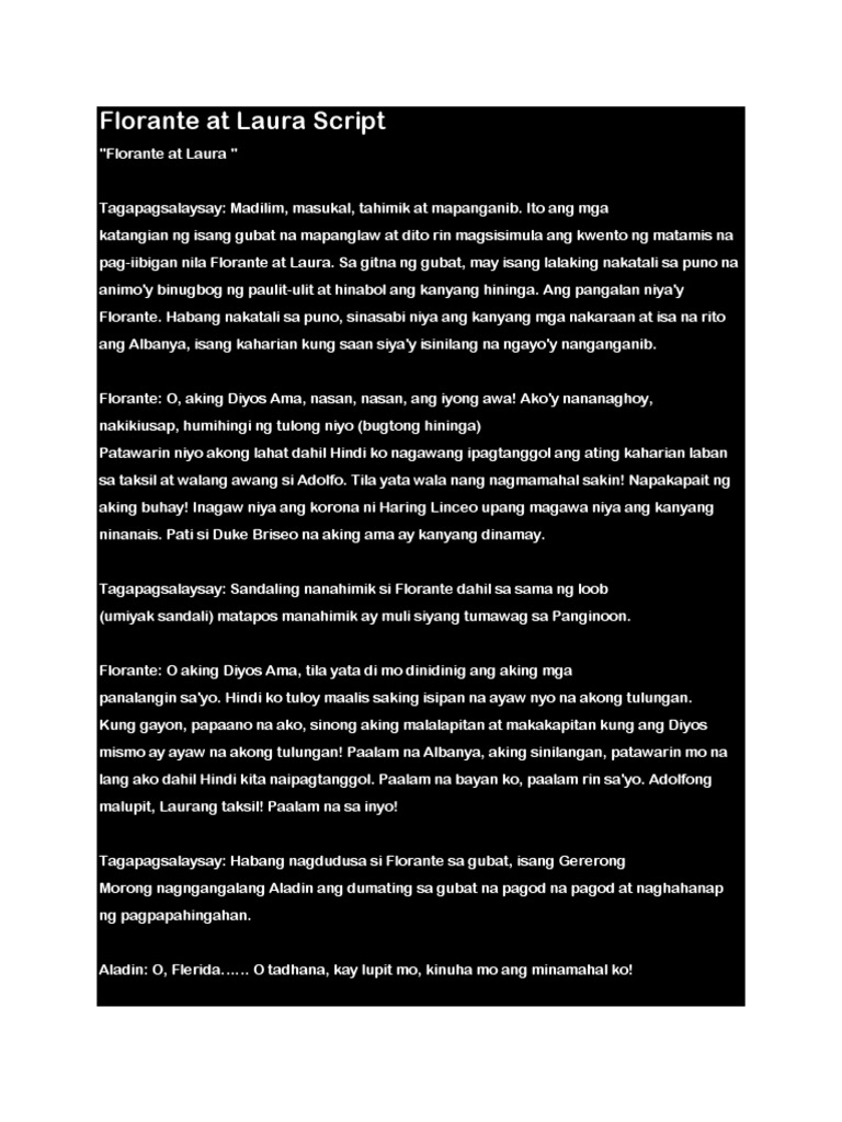 Florante at Laura Script | PDF