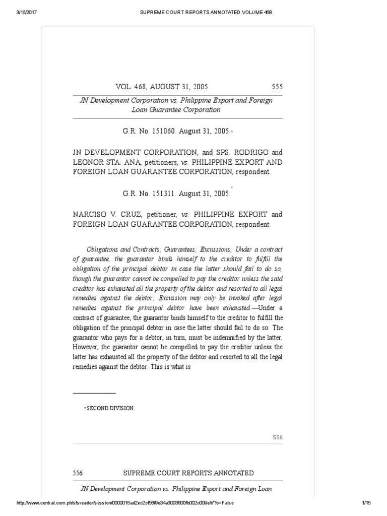 Jndc vs peflgc 468 scra 555 pdf guarantee indemnity