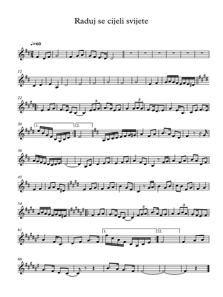 Raduj Se Cijeli Svijete Brač 1 - Full Score | PDF