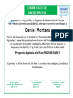 Daniel Montero: Certificado de Participacion