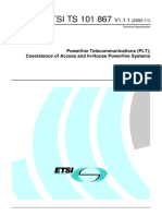 ETSI TS 101 867: Powerline Telecommunications (PLT) Coexistence of Access and In-House Powerline Systems