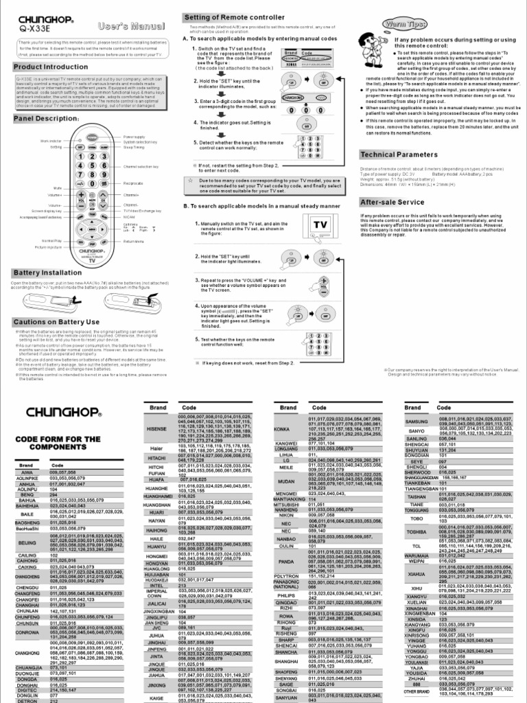 Mando Universal Q-X33E PDF | PDF