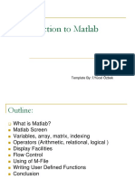 Introduction To Matlab: Template By: İ.Yücel Özbek