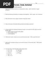 Periodic Trends Worksheet: Directions: Use Your Notes To Answer The Following Questions