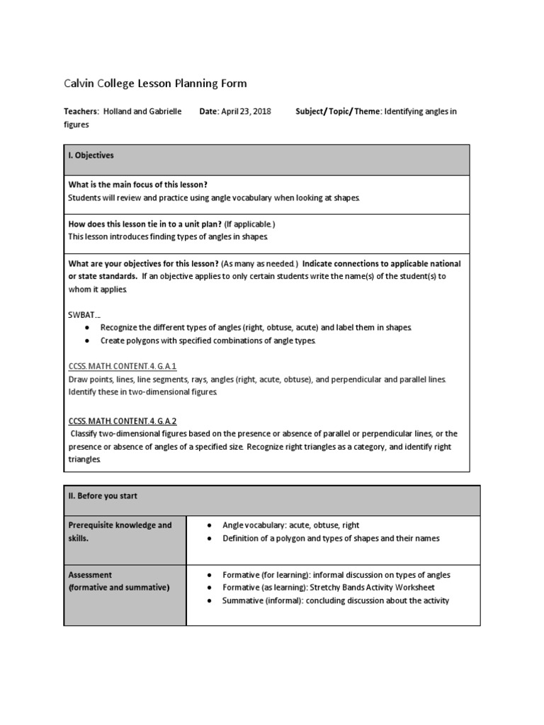 Identifying Angles Lesson | Download Free PDF | Angle | Shape