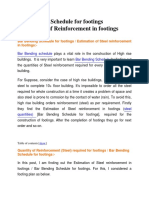 Bar Bending Schedule For Footings Estimation of Reinforcement in Footings