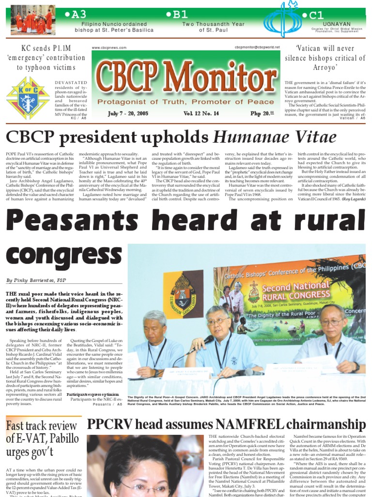 CBCPMonitor Vol12-N14 | PDF | Catholic Church | Christian ...