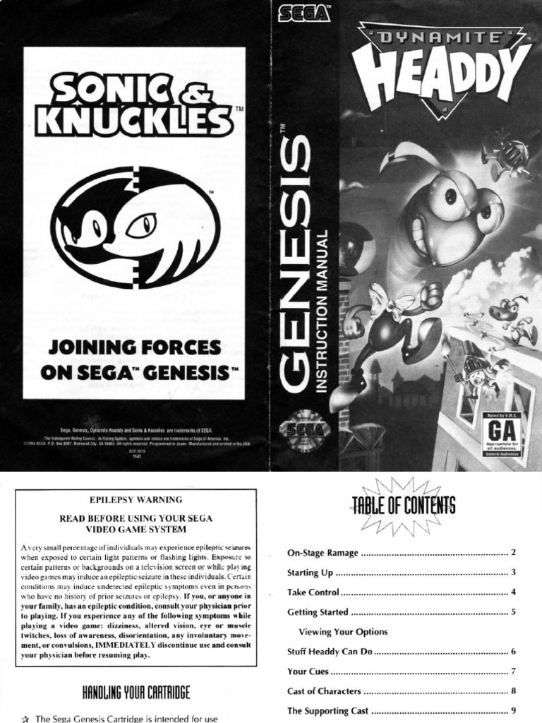 Dynamite Headdy MD US Manual PDF