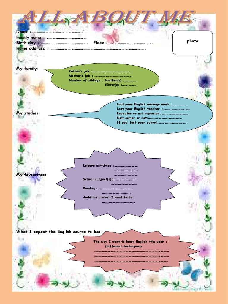 Personal English Course Profile Template | PDF | Family