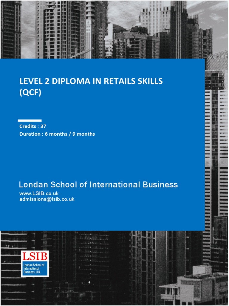 Level 2 Diploma In Retail Skills PDF Retail Merchandising