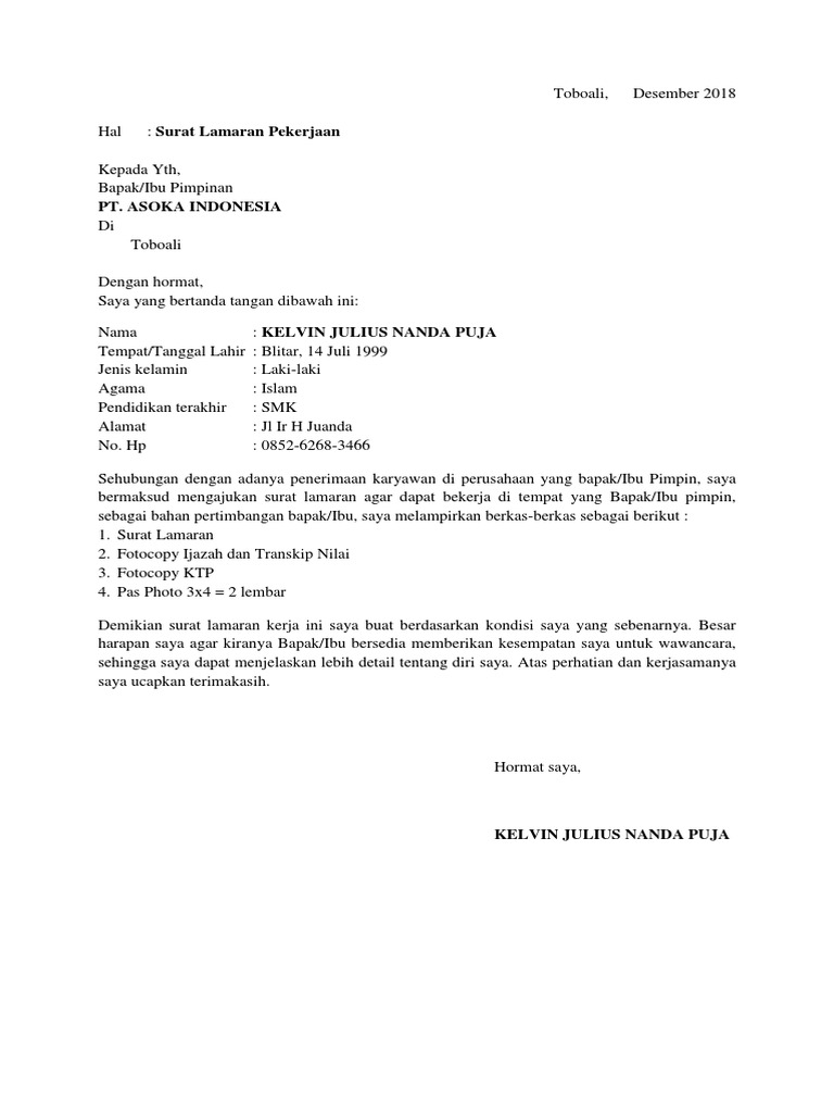 Download 95+ Contoh Surat Lamaran Kerja Suzuya Terbaik Dan Terbaru