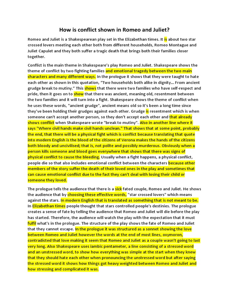How Is Conflict Presented in Act One Scene One of Romeo and Juliet ...