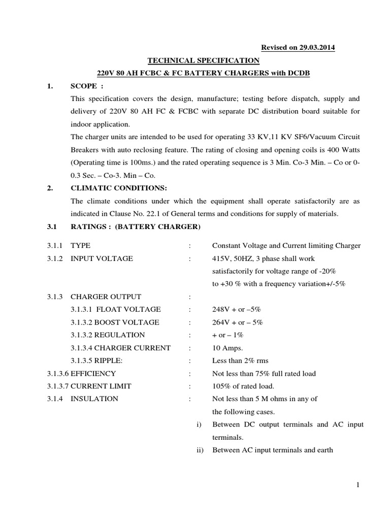 220V 80AH Battery Charger Specifications | PDF | Battery Charger ...