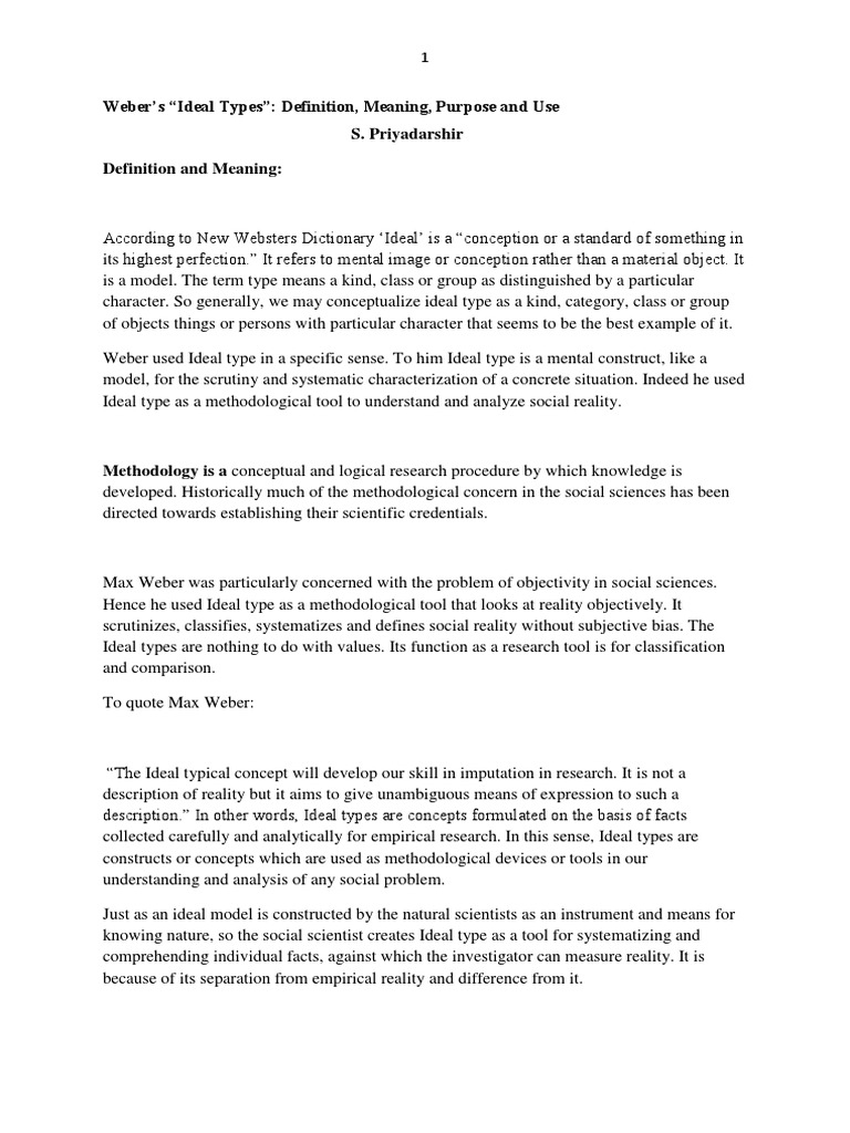 er Ideal Types PDF Max er Idealism