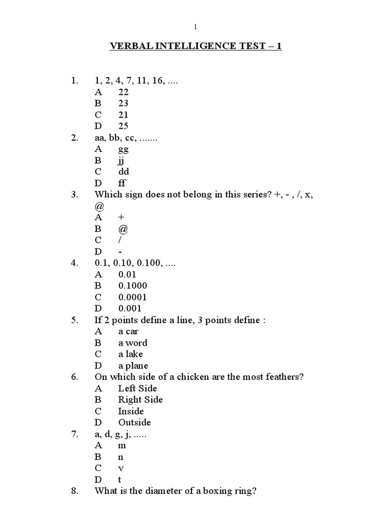 Analysis of Verbal Intelligence Test Questions | PDF | Nature