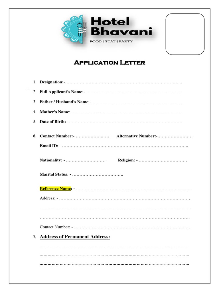 Application Letter Address of Permanent Address PDF