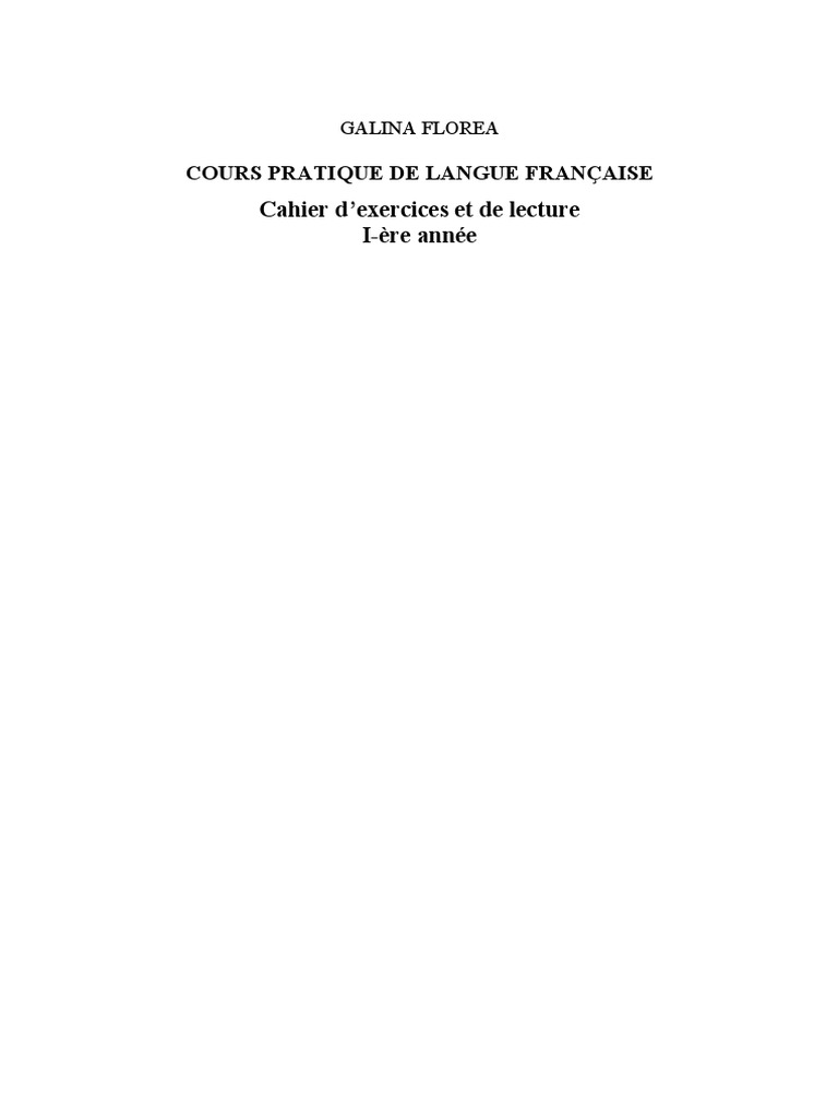 Galm Page De Garde Cahier AN1 GalinaFloreaCahier Ex Lecture Coll PDF | PDF | Le Petit Prince | Verbe