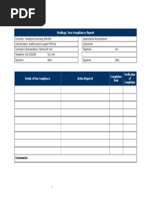 Non Compliance Report Form
