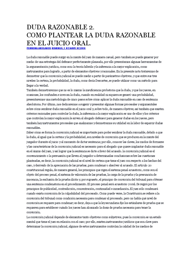 Estrategias para Sembrar Duda Razonable | PDF | Evidencia (ley ...