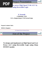 Design of Low Power High Speed N-Bit ALU by Using Reversible Logic