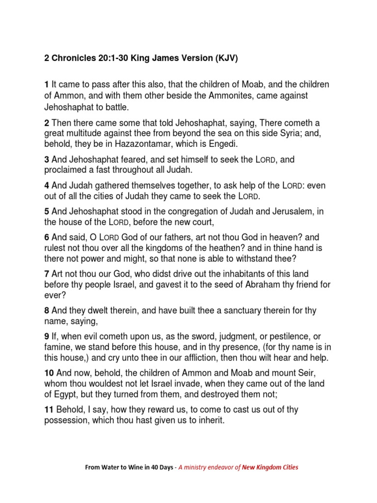 2 Chronicles 20 KJV PDF | PDF | Kingdom Of Judah | Torah Books