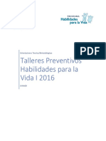 Orientaciones Talleres Preventivos HpV I 2016