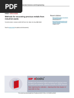 Methods For Recovering Precious Metals From Industrial Waste