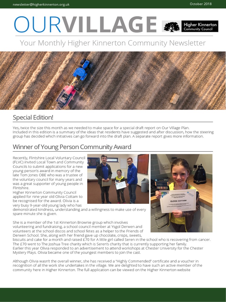 Higher Kinnerton Newsletter 1018 | PDF | Community | Village