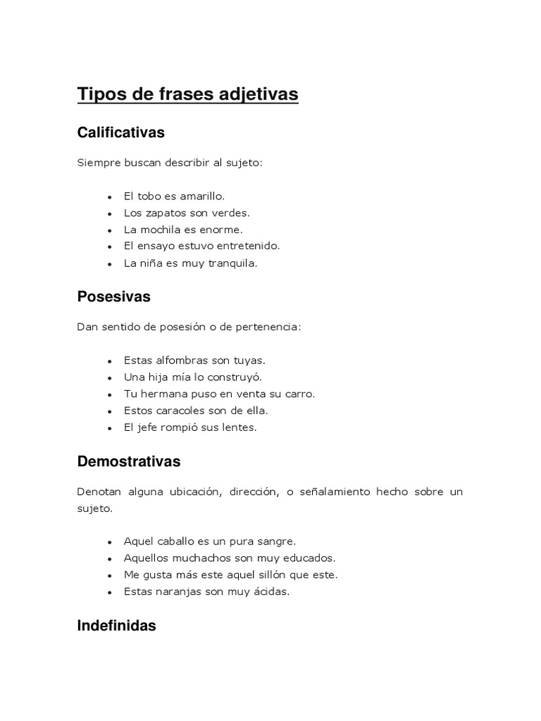 Frases Adjetivas Pdf