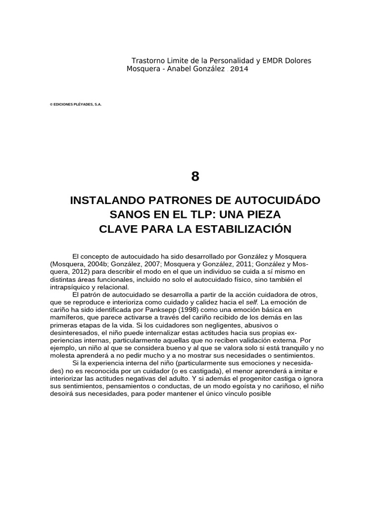 Protocolo Autocuidado y EMDR Dolores Mosquera PDF Trastorno límite
