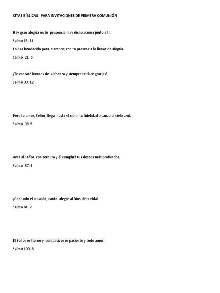 Citas Bíblicas para Invitaciones de Primera Comunión | PDF | Religión y  espiritualidad, image size:768x1024