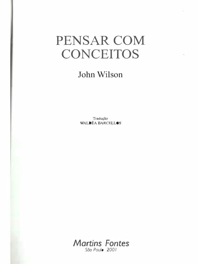 Pensar Com Conceitos John Wilson PDF Palavra Definição