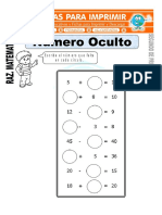 Ficha de Numero Oculto para Segundo de Primaria