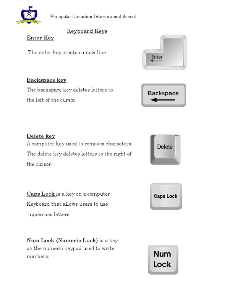 Keyboard Keys Enter Key: Philopatir Canadian International School | PDF