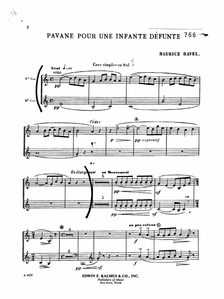 Pavane Ravel Horn Excerpt PDF