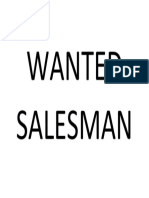 Wanted Salesman