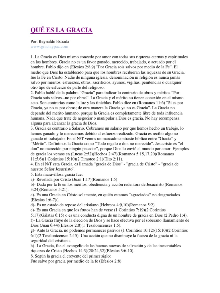 Que Es La Gracia PDF | PDF | Gracia en el cristianismo | Fe